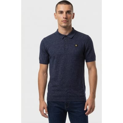 No Excess Pullover Short Sleeve Polo Melange With Linen Deep Blue Größe: XXL | Poloshirts Outlet | Herren | Weiß