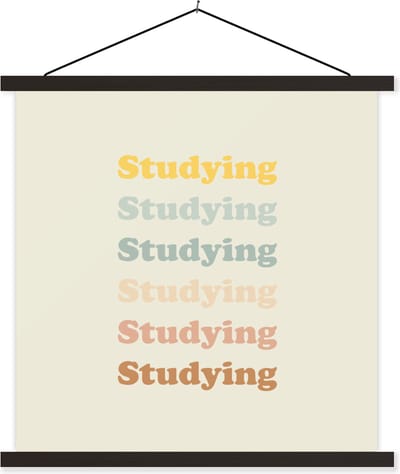 Posterhanger incl. Poster 60x60 cm - Schoolplaat - Studeer - Leren - Quotes - Studenten - Study - Textielposter - Zwarte latten
