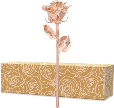 Echte Roos - Gouden Bloem - Tijdloos Cadeau - Hand Gedompeld - 30 cm - Rosé Goud