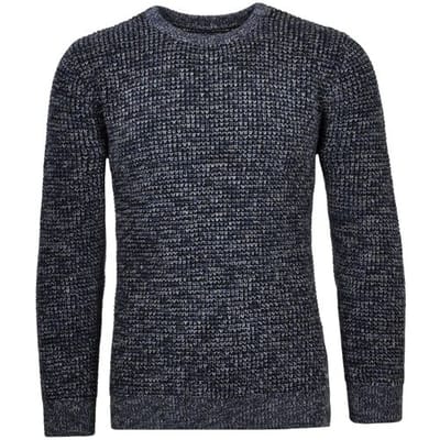 Ragman Trui Structure Knit Pullover Roundneck Donker Blauw-Grijs / male
