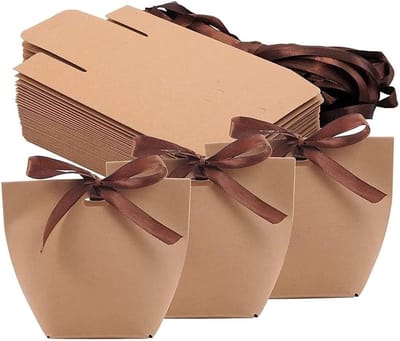 Set van 50 Luxe Bruine Kraft Papieren Cadeauboxen, Perfect voor Trouwen, Verjaardagen en Gastcadeaus
