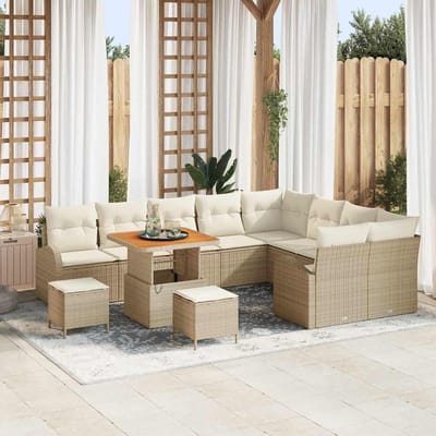 vidaXL - Tuinbank - Set - 12 - st - 11-Aantal - zitplaatsen - Beige - en - Crème
