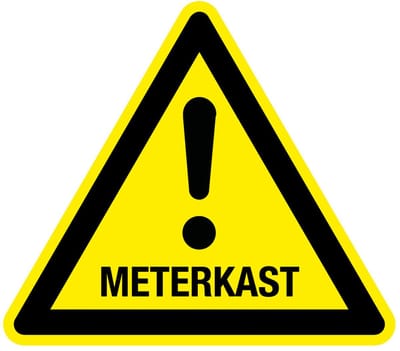 Waarschuwingsbord meterkast, kunststof 100 mm