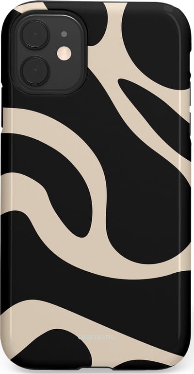 Casetastic hoesje geschikt voor Apple iPhone 11 - Dubbellaagse bescherming - Zwart Zand Organische Golven - Fashion Case - Zwart Zand