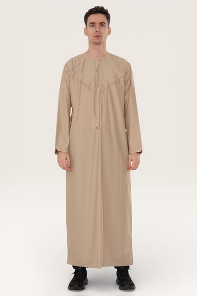 Heren beige Ramadan Marokkaanse Jubba gewaad Djellaba Eid Kaftan Thobe LFS-TT-007