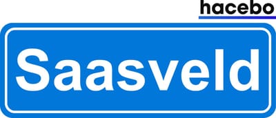 Hacebo - Plaatsnaam Sticker - 29x10 CM - Saasveld sticker - Verkeersborden sticker - grappige cadeaus - Saasveld
