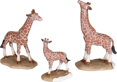 Luville - Giraffe family 3 stuks - l9,5xb4,5xh13cm - Kersthuisjes & Kerstdorpen