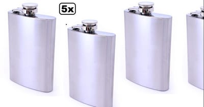 5x Drinkflesje roestvrijstaal 118 ml.