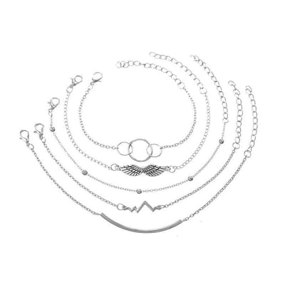 Jomide Armbanden Bohemian Retro - Zilverkleurig - 5 delig
