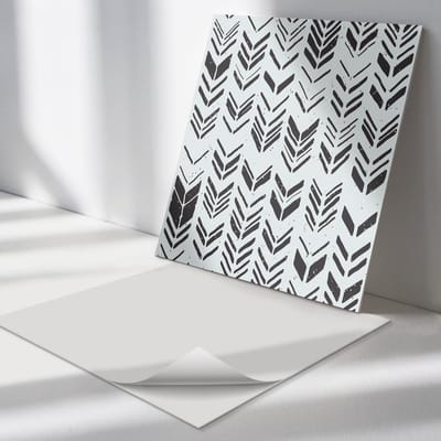 Wallfluent Vinyl Tegels - Pijlen op Een Rijpatroon Vinyl Wandtegels - 30 cm x 30 cm - Zwart PVC Tegels - Set van 9 - Vierkant PVC Tegels - Texturen Plaktegels - Wand PVC Tegels - Plaktegels Keuken en Badkamer