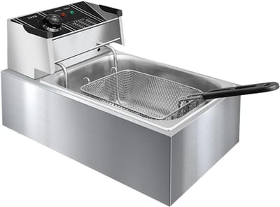 Elektrische Frituurpan - Friteuse Enkel Tank - Frietjes Maken - Grote Capaciteit - 10.57QT - Zilver