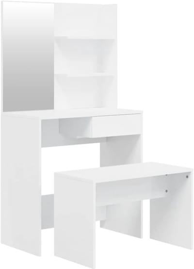 Kaptafel Set - Make-up Bureau - Make-up Organiseren - Hoogglans Afwerking - 745x40x141 cm - Wit