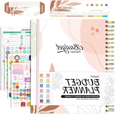 Financiële Planner - Budgetboek Bill Organizer - Financiën Beheren - 12 Maanden Ongedateerd - 8.5 x 11 inch - Bruine planten
