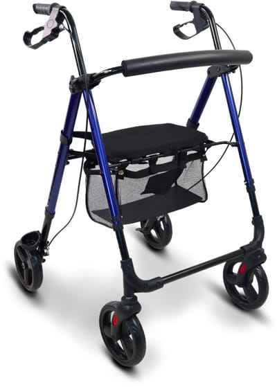 Mobiclinic® Augusto - Rollator - Looprek met wielen - Opvouwbaar - Lichtgewicht en Inklapbaar - Aluminium - Verstelbaar - Zitting en 4 wielen - Blauw