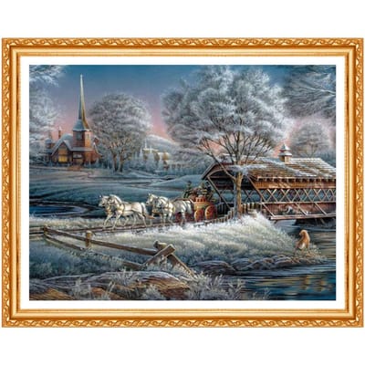 Volledige diamant borduurwerk 3D diamant schilderij kruissteek sneeuw winterlandschap, patroon strass steentjes 20X30CM gray