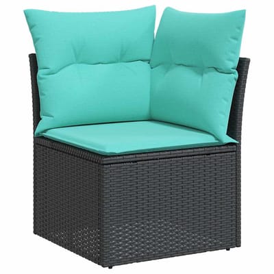 vidaXL - 11-delige - tuinbankset - met - kussens, - zwart - polyrotan