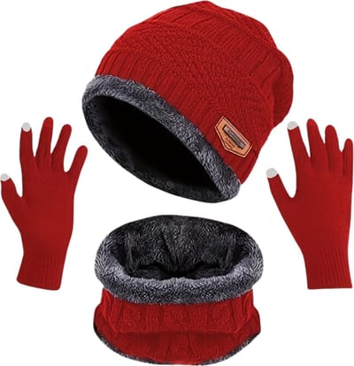 Nivard Nekwarmer - Heren - Dames - Fleece - Motor - Bandana - Masker - Colsjaal - Winter - Sjaal - Gewatteerd - Set - Rood