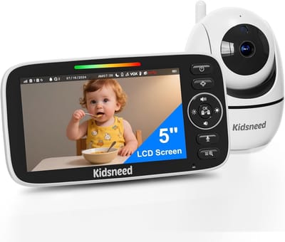 Babyfoon met Camera - Audio Monitor - Ouderschap Gemak - 48 Uur Batterij - 5 Inch Scherm - Wit
