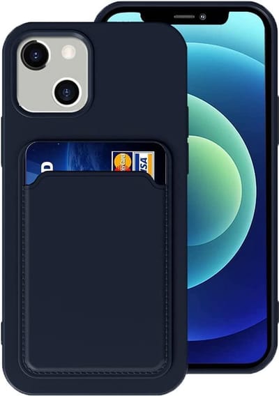 Geschikt voor iPhone 13 Hoesje Pasjeshouder Case Blauw