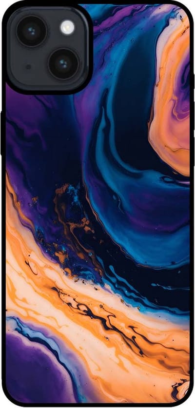 Smartphonica Telefoonhoesje voor iPhone 14 Plus marmer look - backcover marmer hoesje - Blauw geschikt voor iPhone 14 Plus