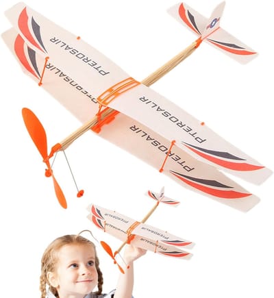 Vliegtuigset met elastiek - Modelvliegtuigen - Buiten spelen - Aerodynamica leren - 50 x 43 cm - Willekeurige kleur