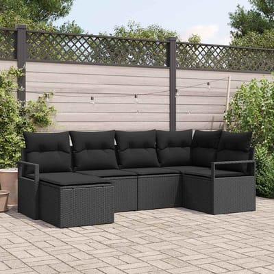 vidaXL Bankstel 6 st Zwart poly rattan