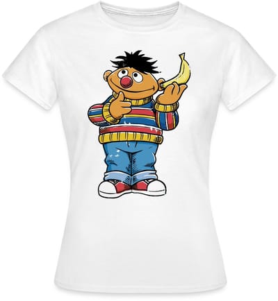Sesamstraat Ernie Banana Telefoon T-Shirt Dames