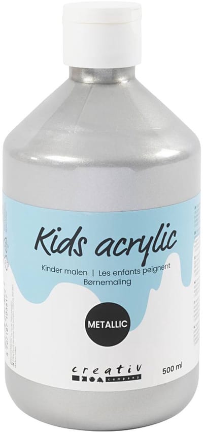 Acrylverf Metallic, metallic, zilver, 500 ml/ 1 fles