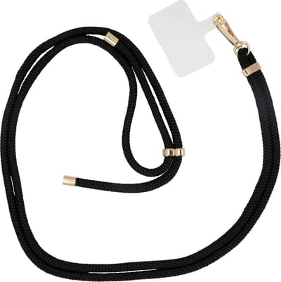 xoxo Wildhearts Telefoonkoord Universeel - Koord voor telefoon - Easy Cord - Telefoonbandjes - Ketting voor telefoon - Koord voor telefoon universeel - Koord voor telefoon Samsung - Telefoonkoord iPhone - Phone Cord - Zwart & Goud
