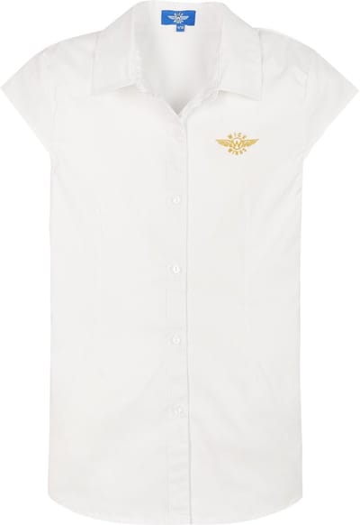 Wick Wings Meisjes Blouse getailleerd kapmouwtje mt 98/104 Wit