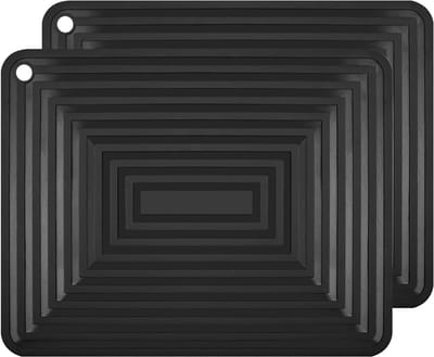 Thijox - Siliconen Pannenonderzetters 2 Stuks - Hittebestendig tot 250°C - Antislip Pannenlappen - Vaatwasmachinebestendig - Zwart - 25 x 12 Inch - Ke