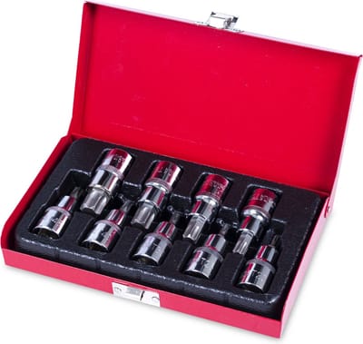 Ragnor Torx Doppenset – 9-delig – 1/2” Opname – T20 t/m T60 – Inclusief Metalen Opbergkoffer
