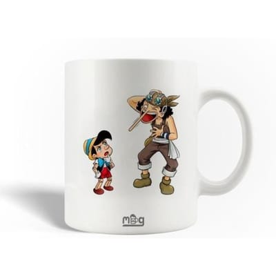 Mug en Céramique - MANIACASE - Usopp et Pinokio - 30cl - Compatible lave-vaisselle - Blanc