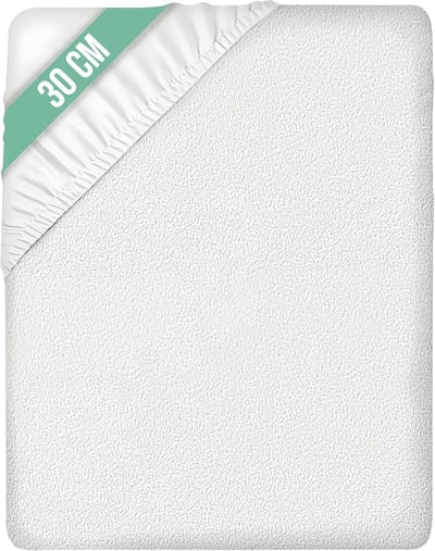Matrasbeschermer Badstof - Matrashoes Waterdicht - Matras Beschermen - Ademend en Stil - 120 x 190/200 cm - Wit