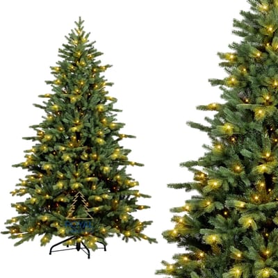 Royal Christmas - Kunstkerstboom met verlichtng - Spitsbergen Premium 180 cm - PE/PVC - 300 warm LED-Lampjes