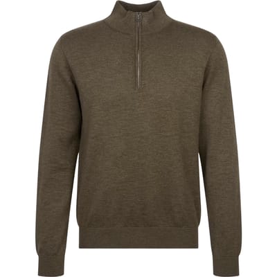 Seidensticker Quarter Zip Strickpullover Heren - Olive - 3XL