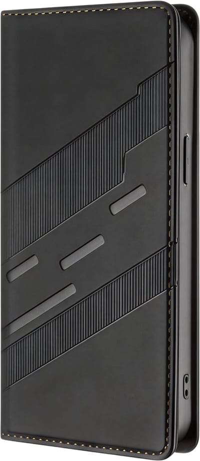 Perfect Magnetisch Lederen Hoesje – Geschikt voor Samsung Galaxy S25, Telefoonhoesje met Sterke Magneet en Beschermende Case-Zwart