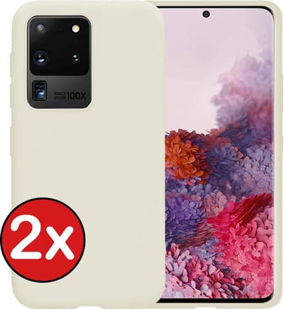 Hoesje - 2 Stuks - Geschikt voor Samsung Galaxy S20 Ultra - Sterk & Shockproof - Telefoonhoes - Back Cover - Case Siliconen - Telefoon Hoes - Wit