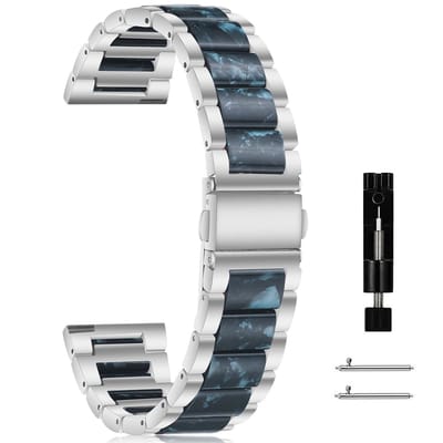 Dailygoods - Metalen horlogebandje - Compatibel met 20 mm 22 mm - Reservearmband voor heren en dames - Licht kunsthars - Voor smartwatch en horloge -...