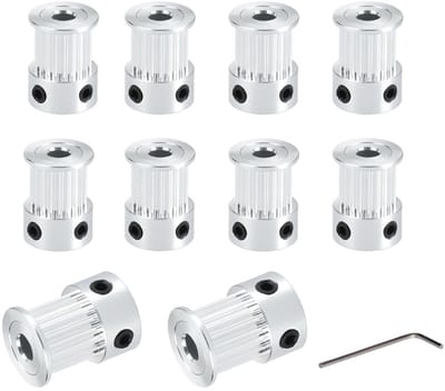 Katrol 20 Tanden 5mm Boring,Breedte 10mm,20 Teeth 5mm Bore GT2 Pulley voor Voron 2.4,9mm/10mm Breedte GT2 Tandriem Distributieriemen 3D-Printer,CNC.(10 stuks)