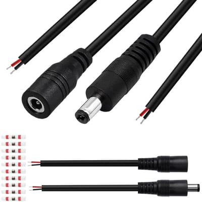 DC Power Kabel - Stroomdraad Connector - Apparaten Aansluiten - Dubbele Isolatie - 30cm 6.3x3.0mm - Zwart