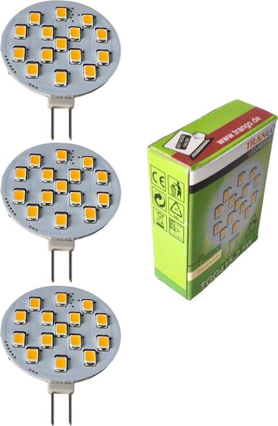 Trango Set van 3 LED lampen G415-2.5*3 G4 fitting voor vervanging G4 MR16 halogeenlamp 12Volt AC/DC - 2.5 Watt 250 lumen 3000K Warm Wit Meubel Inbouwspot, Kast Inbouwlamp, Plafondlamp