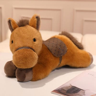 Super Realistische Liggende Paard Pluche Pop Knuffeldier Zacht Speelgoed Klassiek Verjaardagscadeau voor Kinderen Volwassenen brown