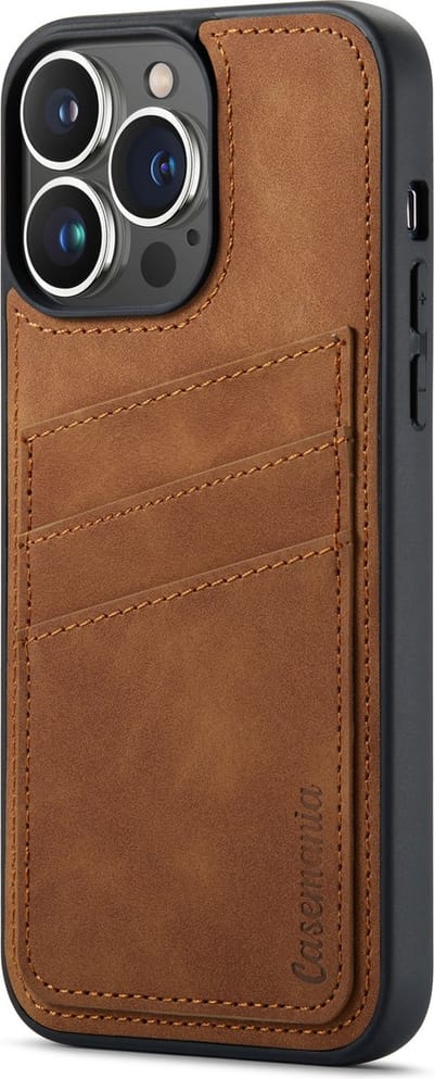 Casemania Hoesje Geschikt voor Apple iPhone 15 Pro Max - met Pasjeshouder Sienna Brown - Back Cover met Kaarthouder