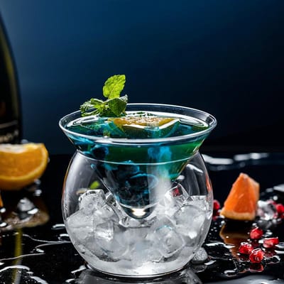 Amerikaanse Innovatie Split Type Doe-het-zelf Moleculaire Gastronomie Cocktailglas Kegel Rond Bol Glazen Set Martini Glas Smoothies Container 150ml and 450ml black