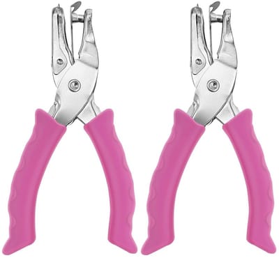 2-Pack - 1/4 Inch Enkele Gatenpons - Voor Knutselen - Enkele Gatenpons met Roze Zachte Grip - Kleine Gatenpons voor Kinderen en Volwassenen - Handheld Ronde Gatenpons - Willekeurige kleuren (roze en groen)