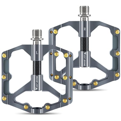 Pédales de vélo ultralégères en alliage d'aluminium, 3 roulements, antidérapantes, étanches, plates et larges gris foncé