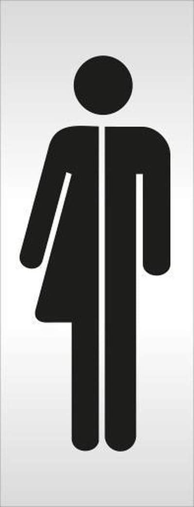 Aluminium deurbordje bedrukt met tekst genderneutraal - 130 mm x 50 mm x 0,5 mm - Deur tekstbordje dames heren toilet - Promessa-Design.