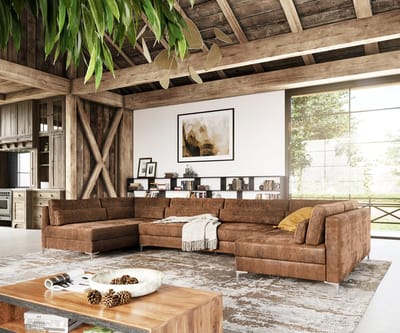 Bank Elio vinkunstleer tage bruin antiek 400x185 cm XL woonlandschap
