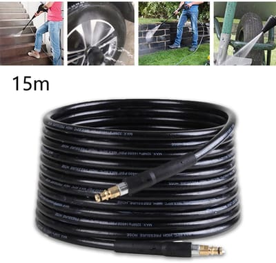 15M hogedrukslang - voor Karcher K2 K3 K4 K5 K6 K7 - hogedrukreinigerslang - voor Karcher afvoeront stoppersonde - zelfreinigende verlengslang - voor Karcher hogedrukreinig eraccessoires - met snelkoppeling - zwart